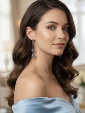 Swarovski Iridescent Dangle Aurora Borealis Faceted Crystals Earrings